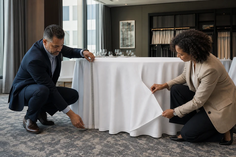 Hotel Tablecloth Seam Placement, Drop and Table-Mock-Up Approval