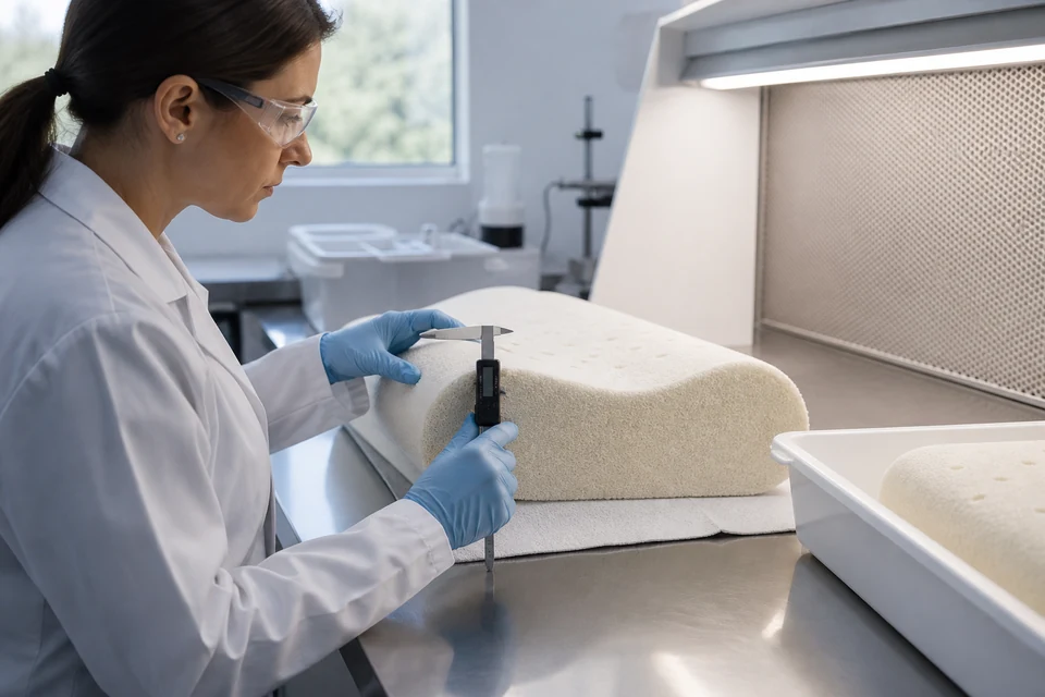 Molded Foam Pillow Core Dimension, Surface and Dust-Control Inspection