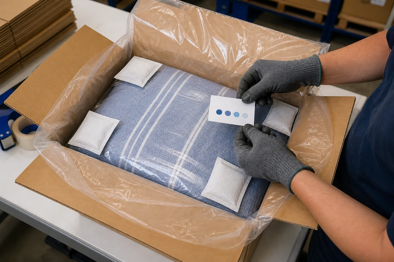 Bedding Export Carton Desiccant, Inner-Liner and Humidity-Indicator Plan
