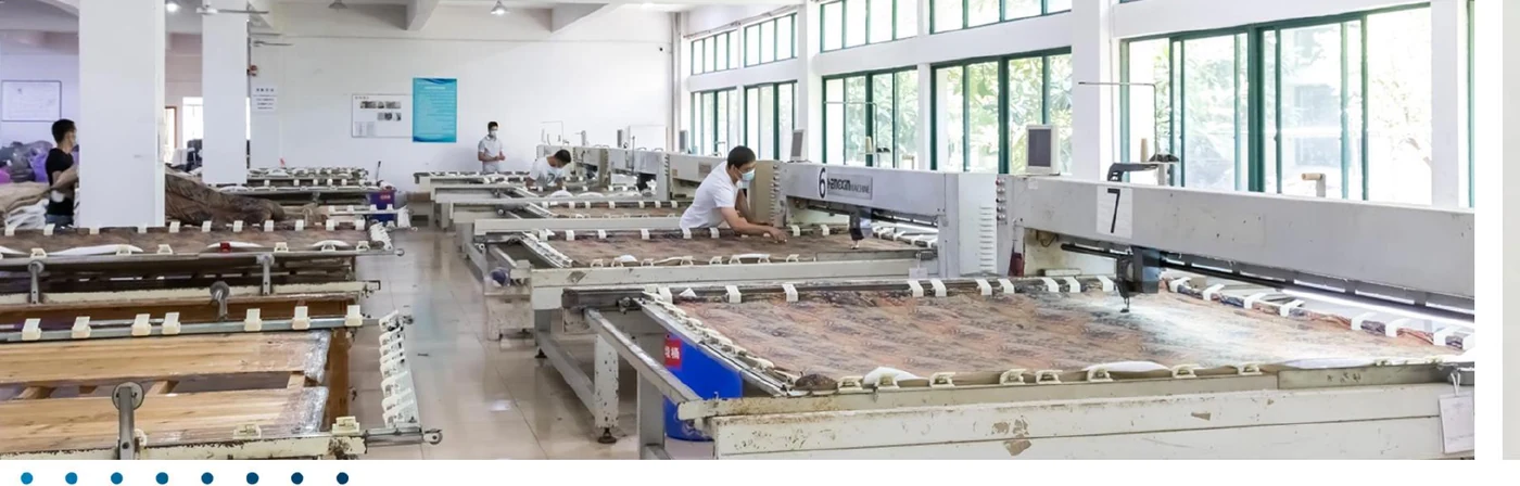 Textile production equipment at the factory