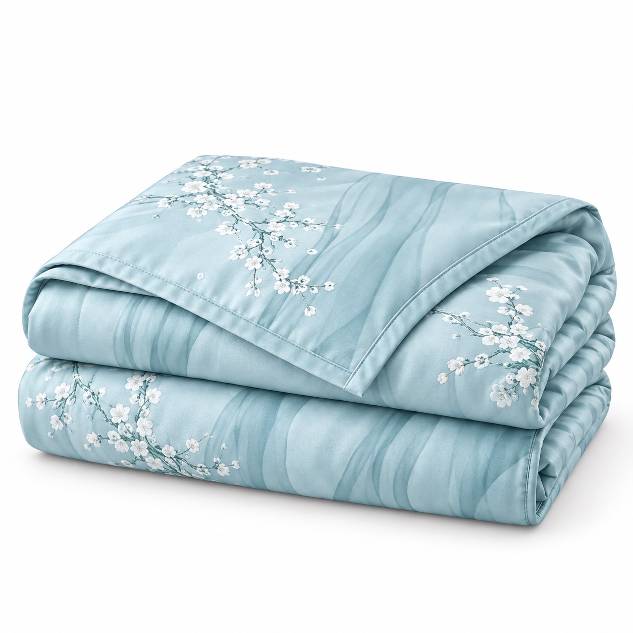 Powder Blue Botanical Summer Quilt — white-background view (development reference)