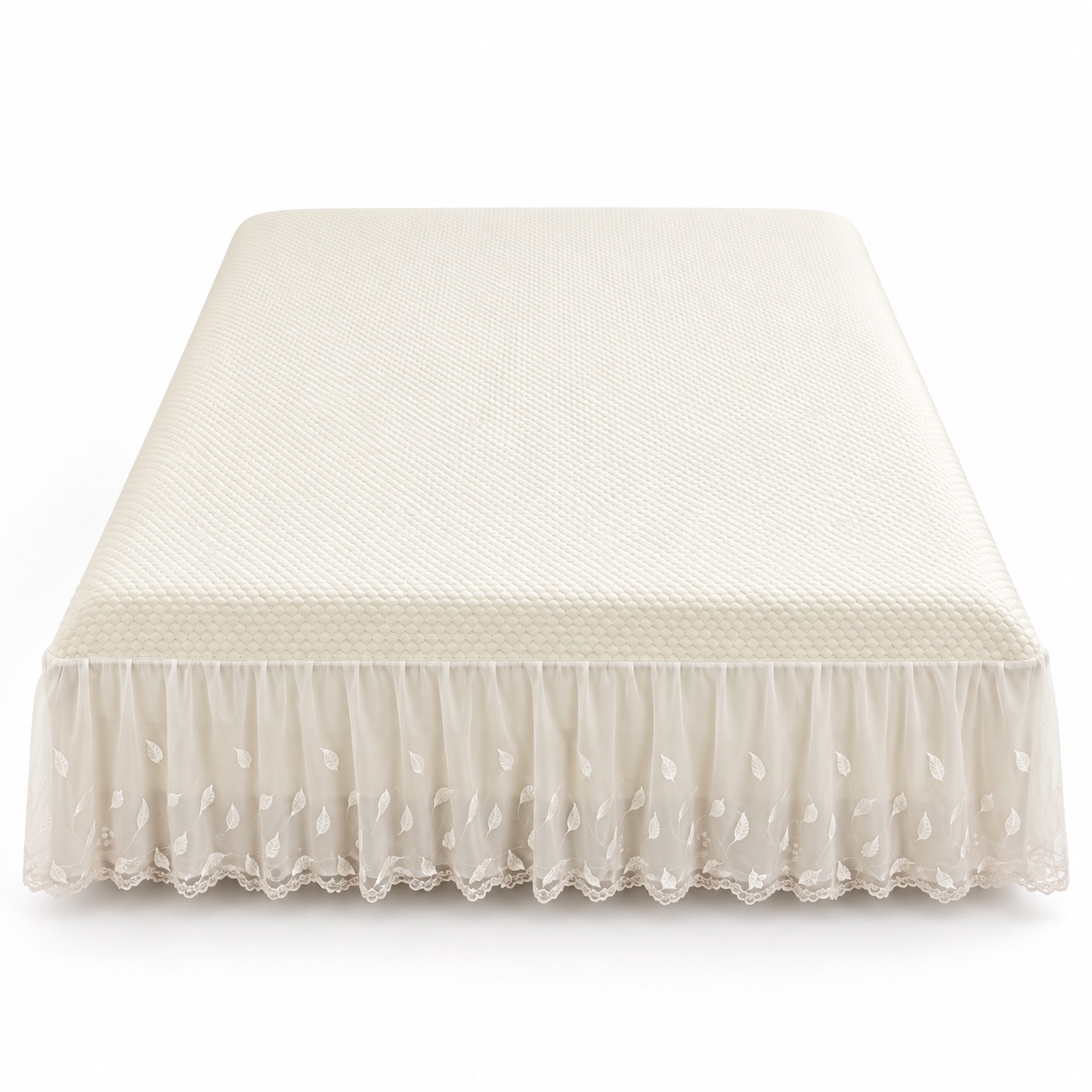 Ivory Skirted Summer Mat — white-background view (development reference)
