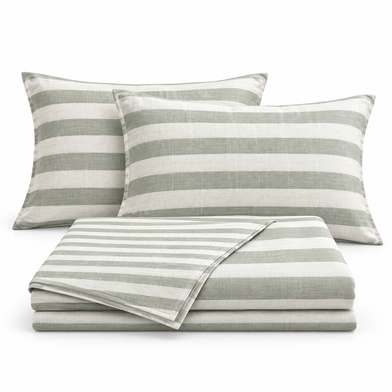Sage Stripe Summer Sheet Set — white-background view (development reference)