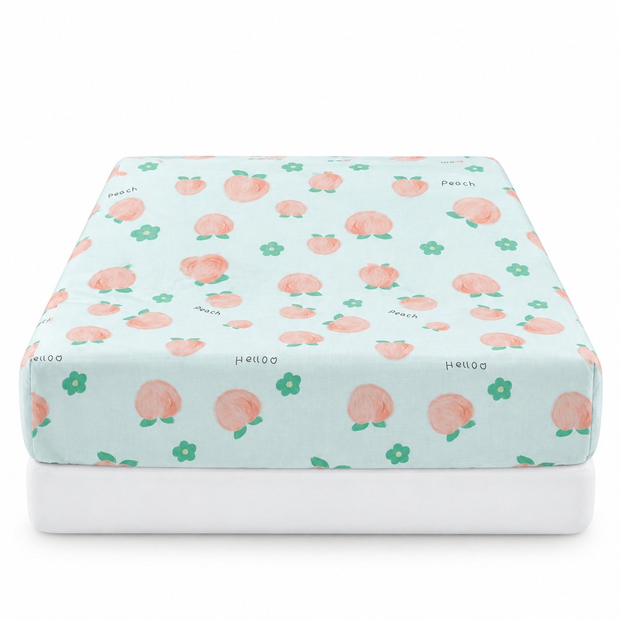 Mint Fruit-Print Fitted Summer Mat — white-background view (development reference)