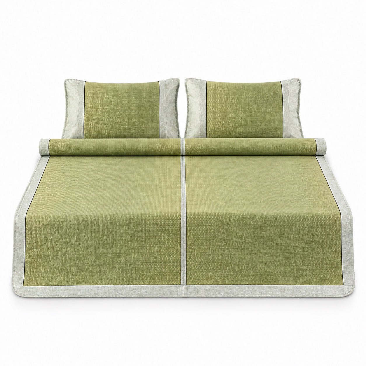 Olive Panel Woven Mat Set — white-background view (development reference)