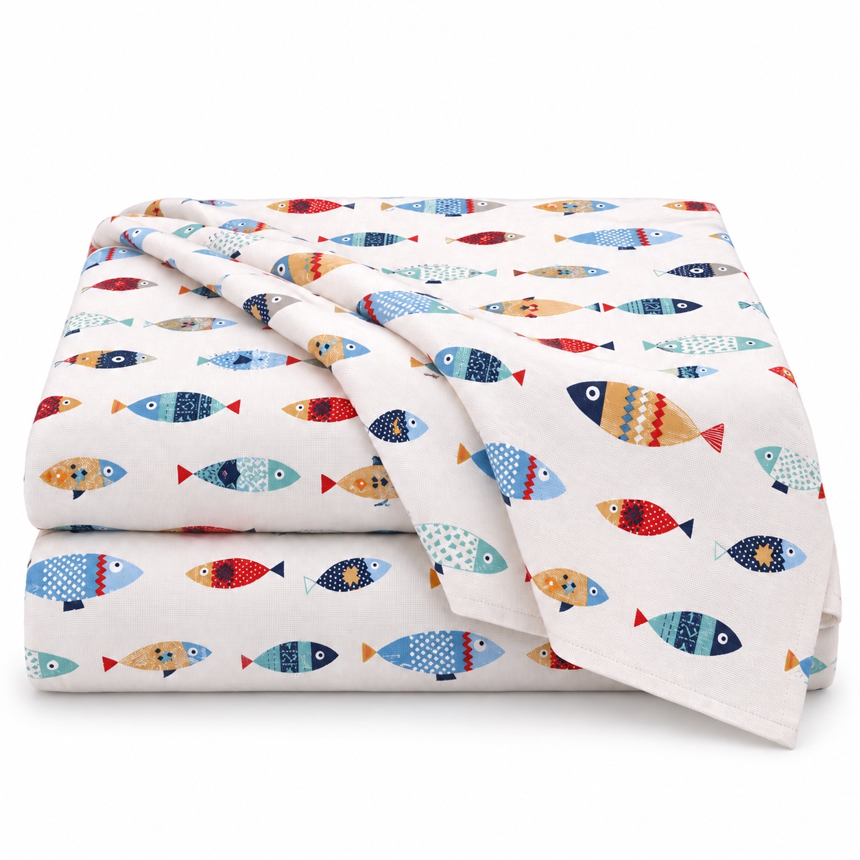 Fish-Print Summer Sheet — white-background view (development reference)